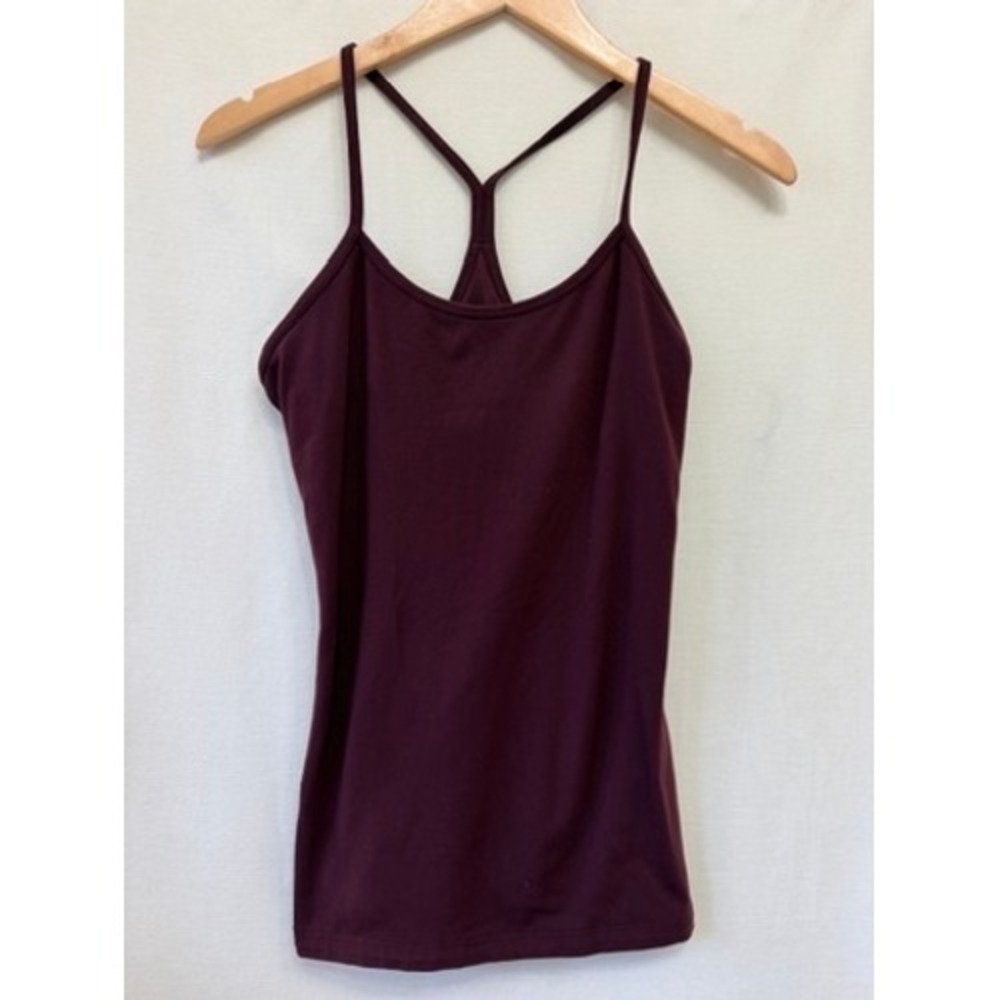 Lululemon Power Y Tank Top Womens 4 Burgundy Deep Berry Built In Bra Yoga
